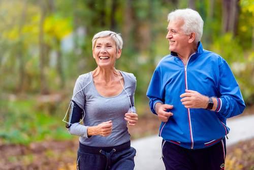 Couple running through Davis Park in Brandon, FL