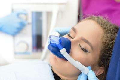 Patient getting nitrous oxide sedation at dentist in Brandon, FL